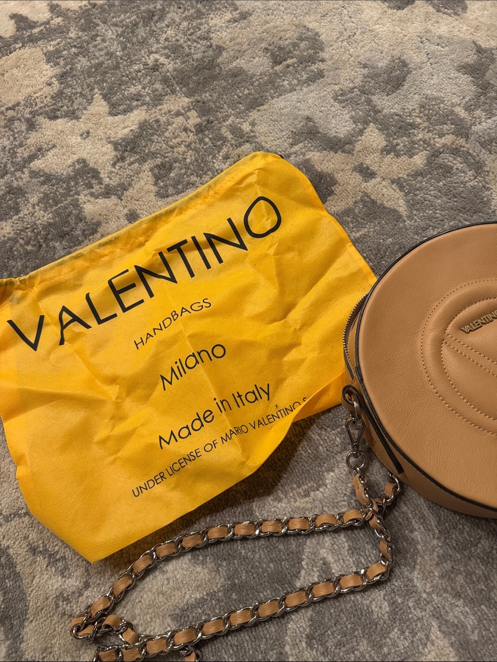 Valentino Tan Round Leather Crossbody